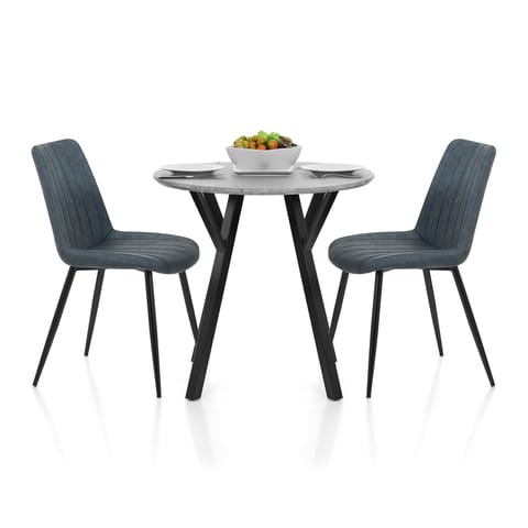 Wessex Dining Set Concrete & Blue