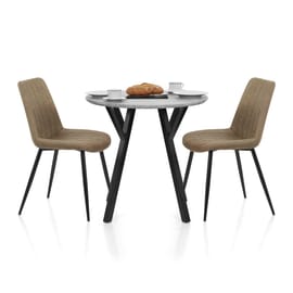 Wessex Dining Set Concrete & Brown