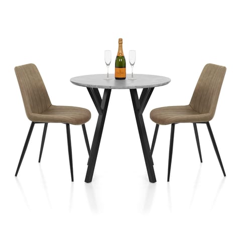 Wessex Dining Set Concrete & Brown