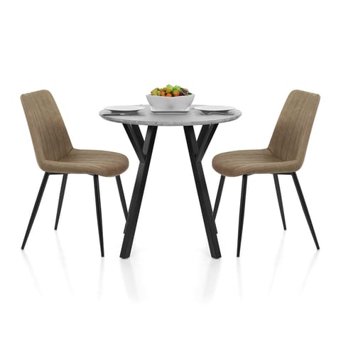 Wessex Dining Set Concrete & Brown