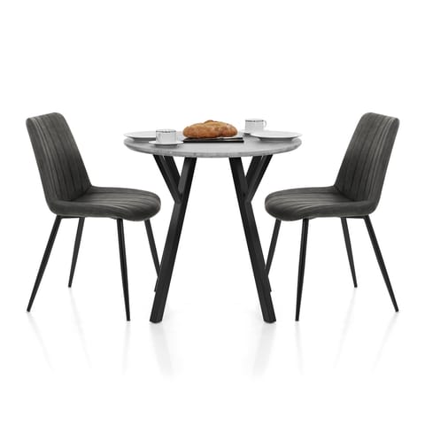 Wessex Dining Set Concrete & Charcoal