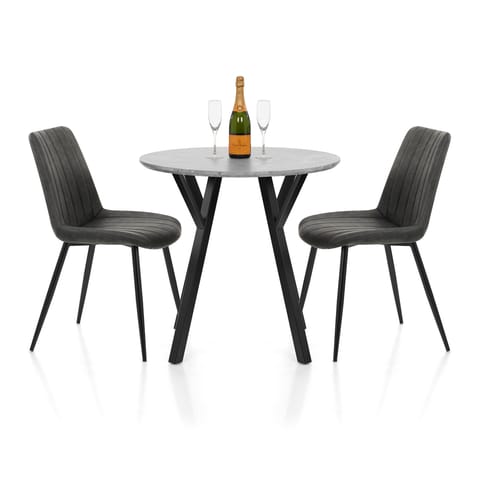 Wessex Dining Set Concrete & Charcoal