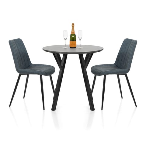 Wessex Dining Set Grey Wood & Blue