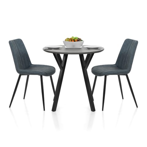 Wessex Dining Set Grey Wood & Blue