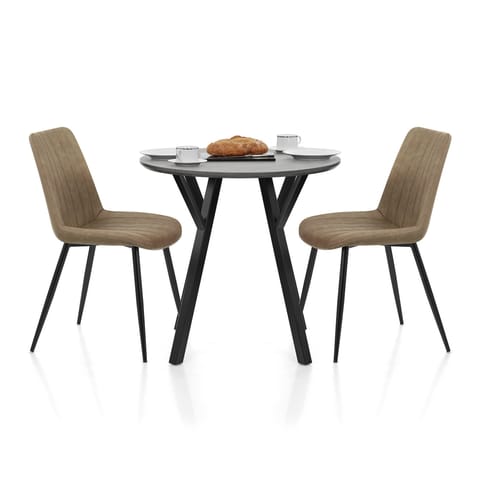 Wessex Dining Set Grey Wood & Brown