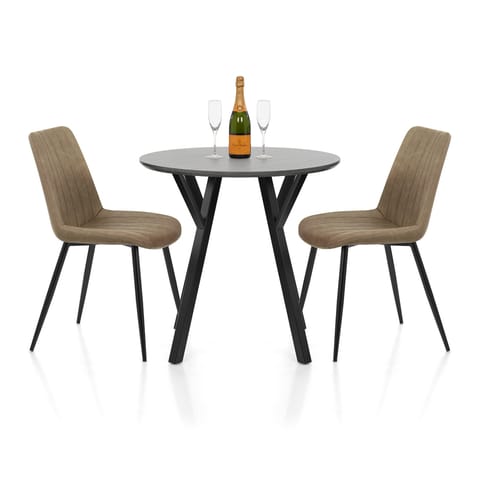 Wessex Dining Set Grey Wood & Brown