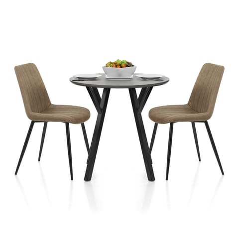 Wessex Dining Set Grey Wood & Brown