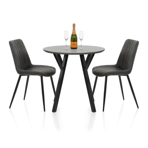 Wessex Dining Set Grey Wood & Charcoal