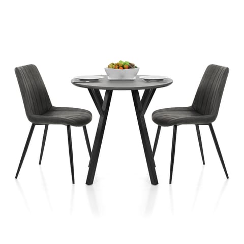 Wessex Dining Set Grey Wood & Charcoal