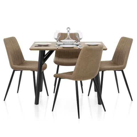 Warwick Dining Set Oak & Brown