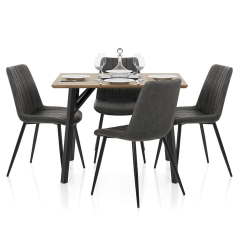 Warwick Dining Set Oak & Charcoal