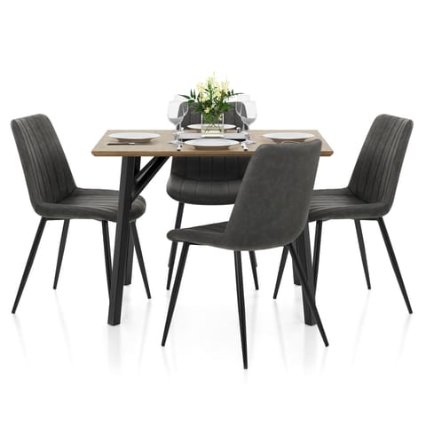 Warwick Dining Set Oak & Charcoal