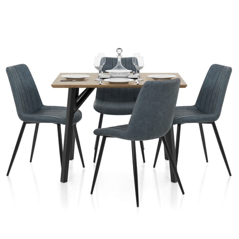 Warwick Dining Set Oak & Blue