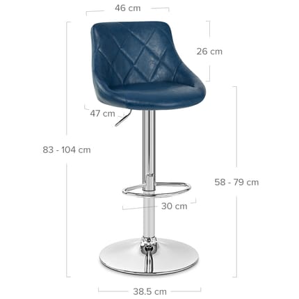 Hype Bar Stool Antique Blue Dimensions