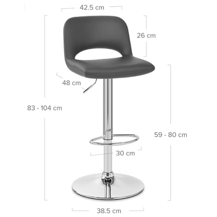 Hugo Bar Stool Grey Dimensions