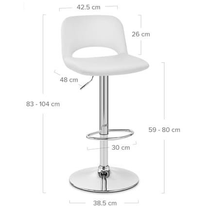 Hugo Bar Stool White Dimensions