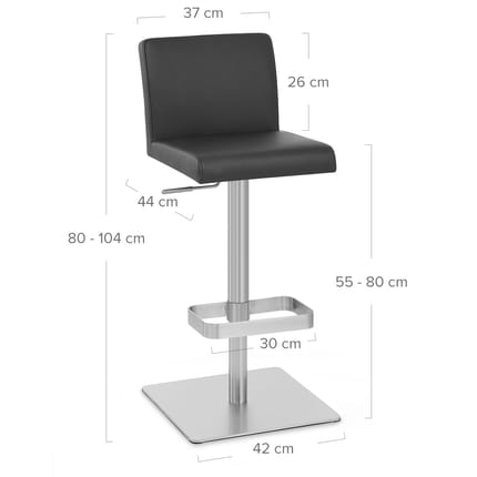 Newark Brushed Bar Stool Black Dimensions