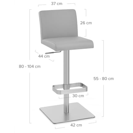 Newark Brushed Bar Stool Grey Dimensions