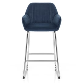 Kanto Chrome Stool Blue Velvet