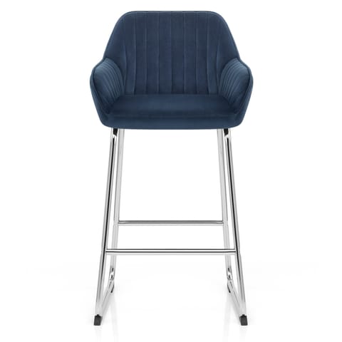 Kanto Chrome Stool Blue Velvet
