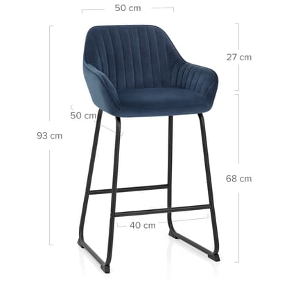 Kanto Bar Stool Blue Velvet Dimensions