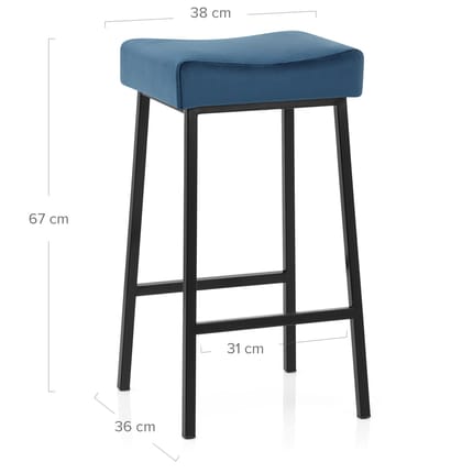 Uno Bar Stool Blue Velvet Dimensions