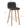 Hex Wooden Stool Black Real Leather