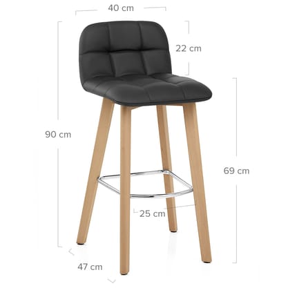 Hex Wooden Stool Black Real Leather Dimensions