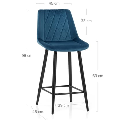 Indi Bar Stool Blue Velvet Dimensions