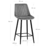 Indi Bar Stool Grey Velvet