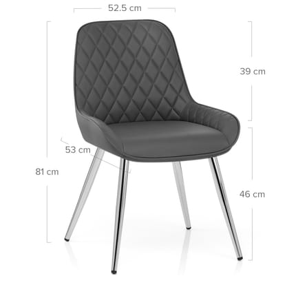 Lincoln Chrome Chair Grey Dimensions