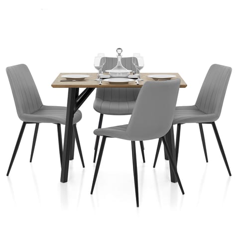 Warwick Dining Set Oak & Mid Grey