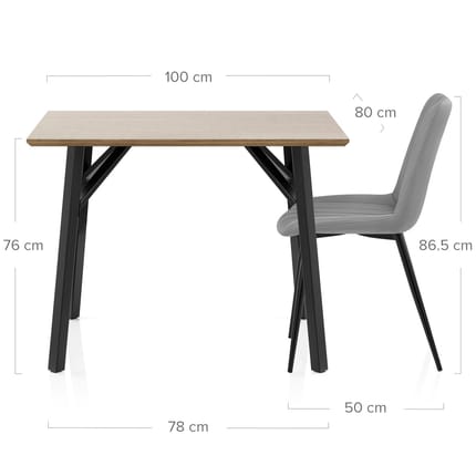 Warwick Dining Set Oak & Mid Grey Dimensions