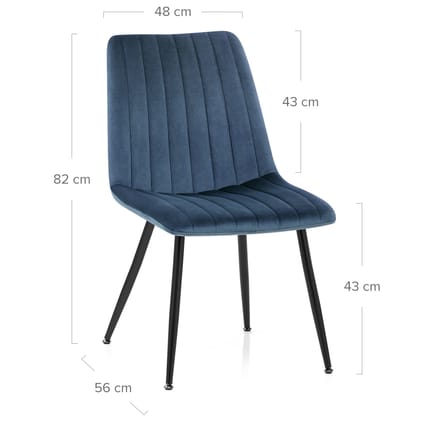 Lagos Dining Chair Blue Velvet Dimensions