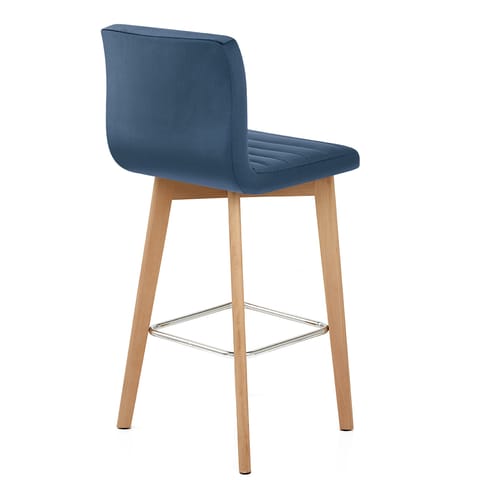 Pure Wooden Stool Blue Velvet