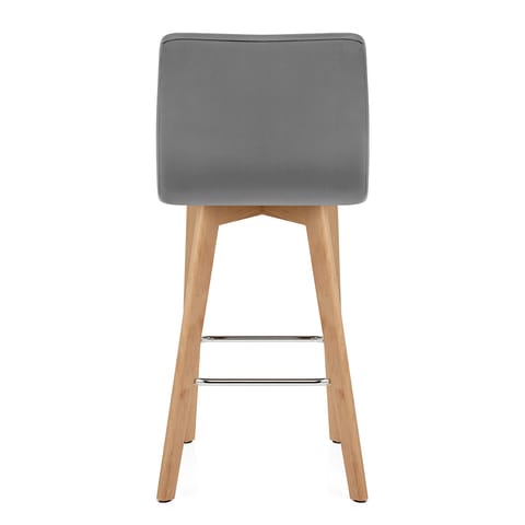 Pure Wooden Stool Grey Velvet