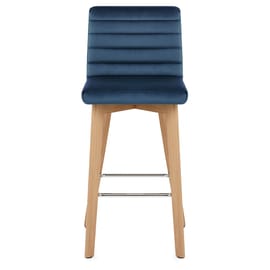 Pure Wooden Stool Blue Velvet