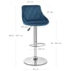 Stitch Bar Stool Blue Velvet