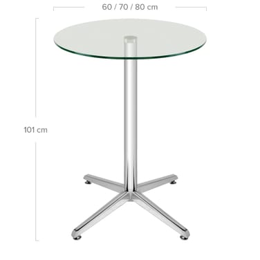 Milan Bar Table Glass Dimensions