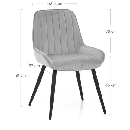 Mustang Chair Grey Velvet Dimensions