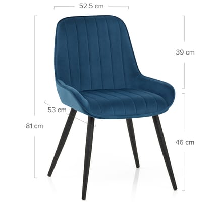 Mustang Chair Midnight Blue Velvet Dimensions