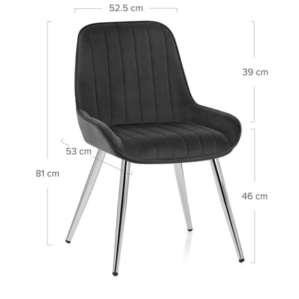 Mustang Chrome Chair Black Velvet Dimensions