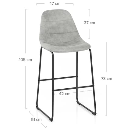 Platina Bar Stool Antique Light Grey Dimensions