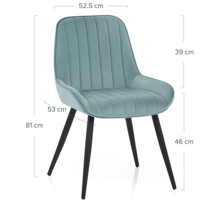 Mustang Chair Teal Velvet Dimensions