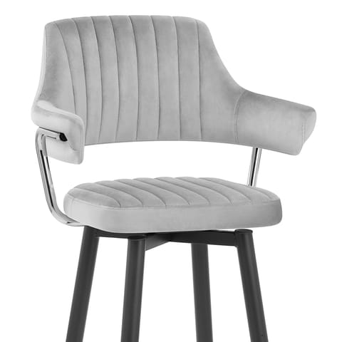 Emily Bar Stool Grey Velvet