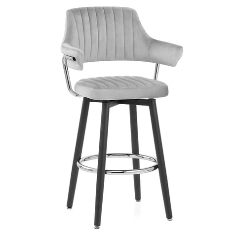 Emily Bar Stool Grey Velvet
