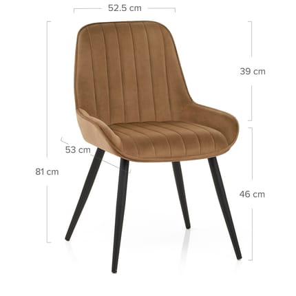 Mustang Chair Brown Velvet Dimensions