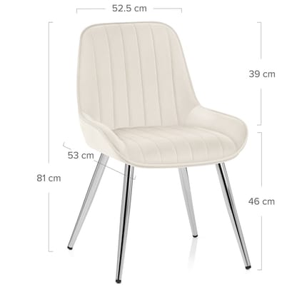 Mustang Chrome Chair Cream Velvet Dimensions