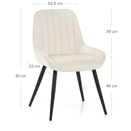 Mustang Chair Cream Velvet Dimensions