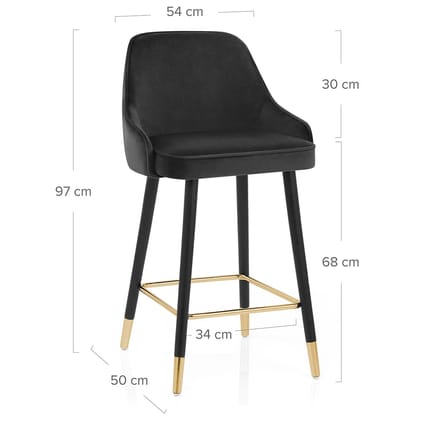 Glam Stool Gold & Black Velvet Dimensions